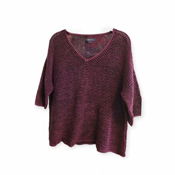 Isabel Marant Burgundy Linen Cotton Oversized Poncho Sweater Size S M - Picture 2 of 12
